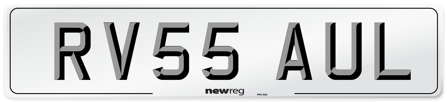 RV55 AUL Number Plate from New Reg